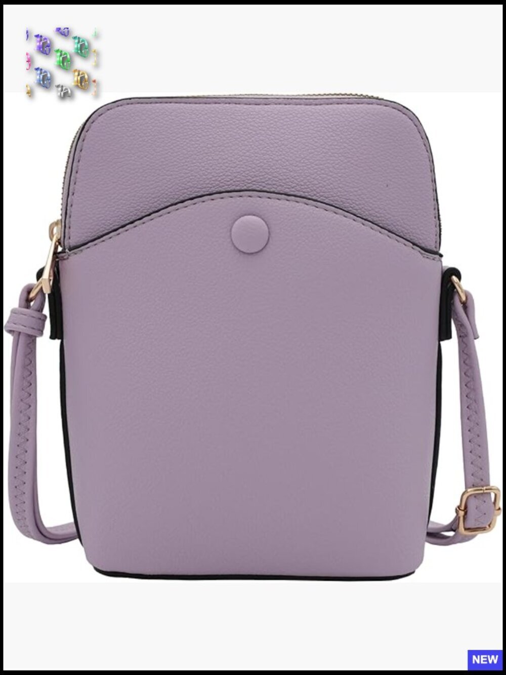 Mini Crossbody Bag with Gold Hardware Vegan Leather Adjustable Strap